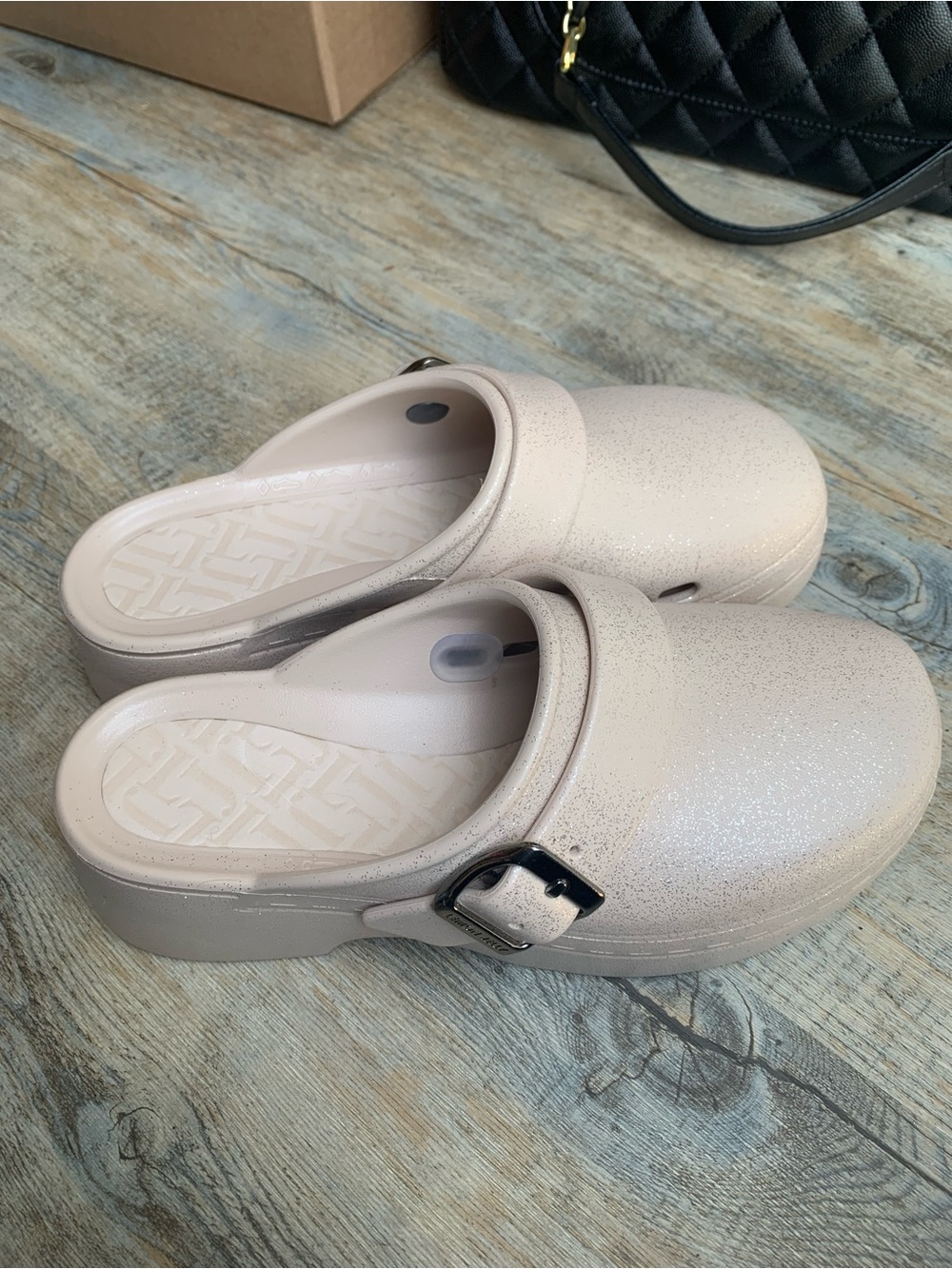 Lemon Jelly Neutral Slip-On Clogs with Buckle